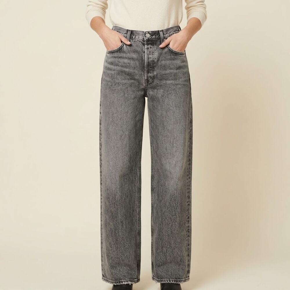 319-AGOLDE Low Slung Baggy Jeans Washed Charcoal Black Wide Leg Relaxed NWOT